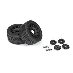 Menace HP 5.7 inches Street BELTED Tires Mounted on Raid Black 8x48 Removable 24mm Hex Wheels (2) for X-MAXX, KRATON 8S & Other 