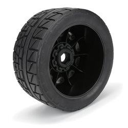Menace HP 5.7 inches Street BELTED Tires Mounted on Raid Black 8x48 Removable 24mm Hex Wheels (2) for X-MAXX, KRATON 8S & Other 