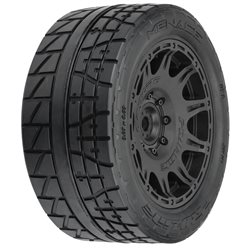 Menace HP 5.7 inches Street BELTED Tires Mounted on Raid Black 8x48 Removable 24mm Hex Wheels (2) for X-MAXX, KRATON 8S & Other 