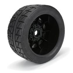 Menace HP 5.7 inches Street BELTED Tires Mounted on Raid Black 8x48 Removable 24mm Hex Wheels (2) for X-MAXX, KRATON 8S & Other 