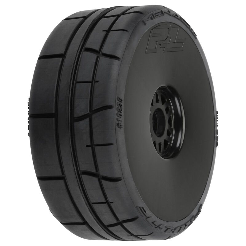 Menace HP BELTED Speed Run 1:8 Tires Mounted on Mach 10 Black 17mm Wheels (2) for Front or Rear