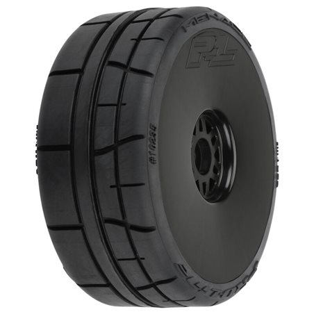 Menace HP BELTED Speed Run 1:8 Tires Mounted on Mach 10 Black 17mm Wheels (2) for Front or Rear