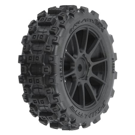 Badlands MX 1.9" All-Terrain Buggy Tires (4) Mounted on Mach-10 Black 1.9" 12mm Hex Wheels for Typhon GROM 4x4 Front or Rear