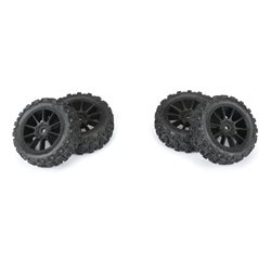 Badlands MX 1.9" All-Terrain Buggy Tires (4) Mounted on Mach-10 Black 1.9" 12mm Hex Wheels for Typhon GROM 4x4 Front or Rear