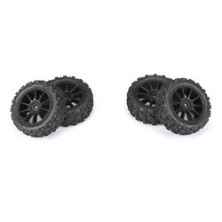 Badlands MX 1.9" All-Terrain Buggy Tires (4) Mounted on Mach-10 Black 1.9" 12mm Hex Wheels for Typhon GROM 4x4 Front or Rear