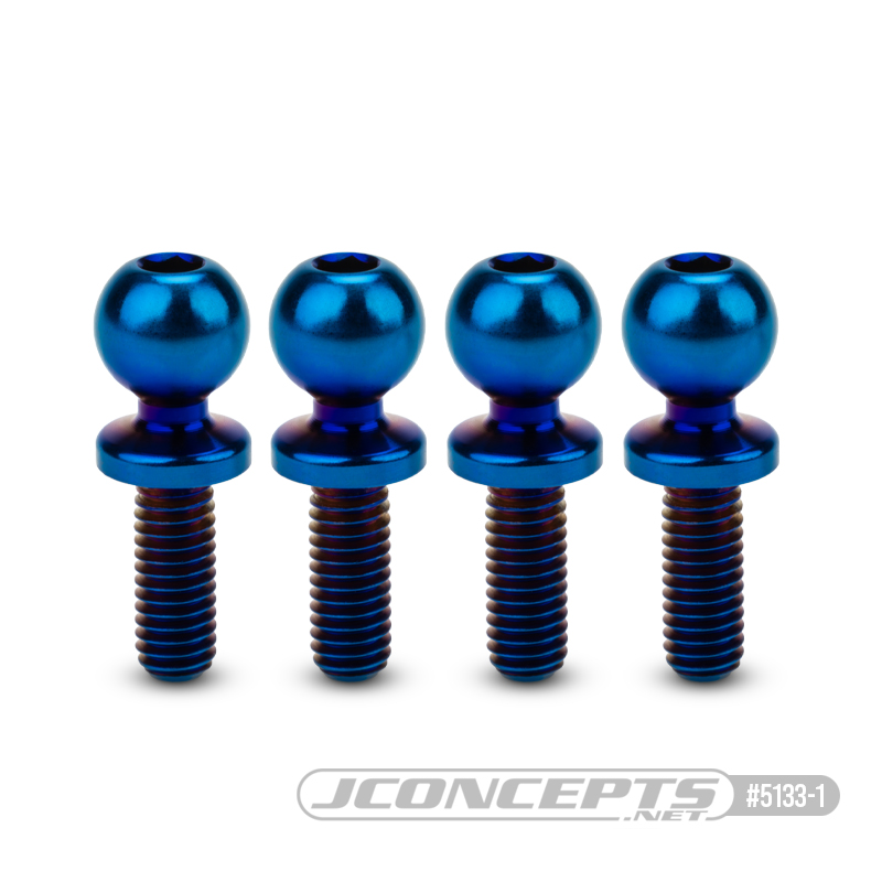 5.5 x 8mm revolved titanium ball-stud, burnt blue, 4pc.
