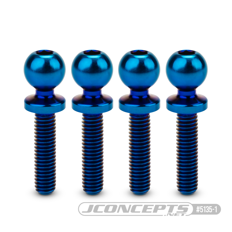 5.5 x 12mm revolved titanium ball-stud, burnt blue, 4pc.