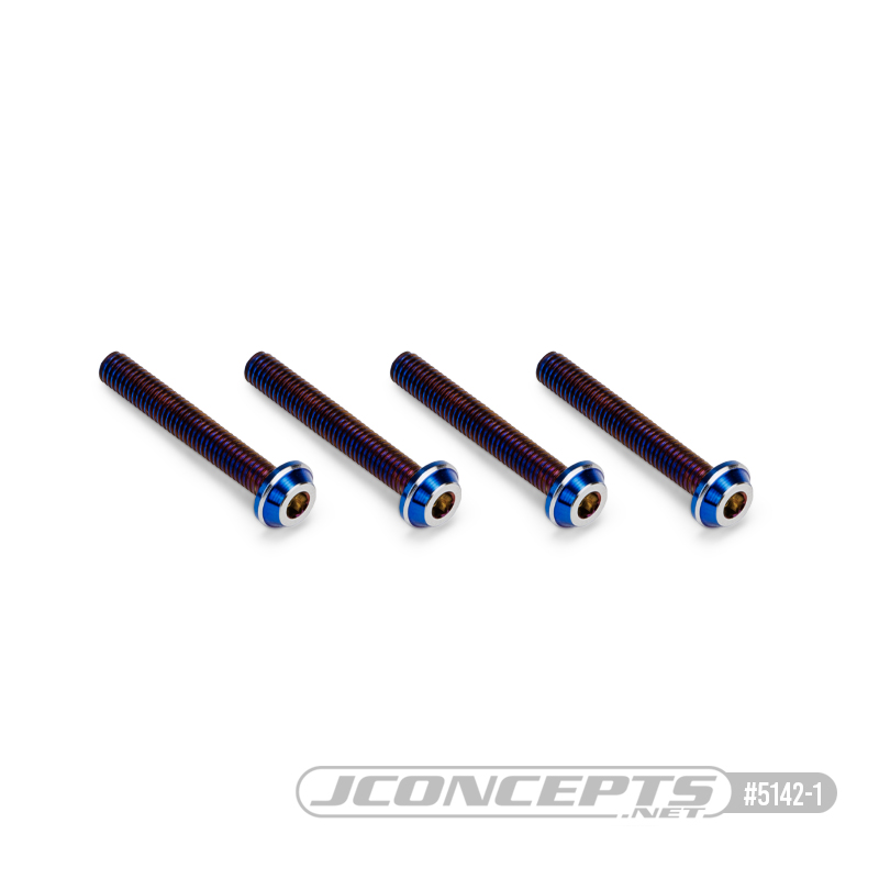 3x20mm Top Hat Titanium screw, burnt blue - 4pc