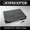 JConcepts parts box, black / smoke gray (~14.5" x 11" x 2.375")
