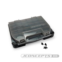 JConcepts tool box w/upper storage, black / smoke gray (~14.5" x 11" x 2.375" x upper storage)
