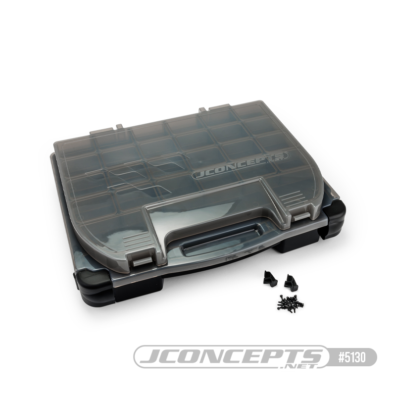 JConcepts tool box w/upper storage, black / smoke gray (~14.5" x 11" x 2.375" x upper storage)