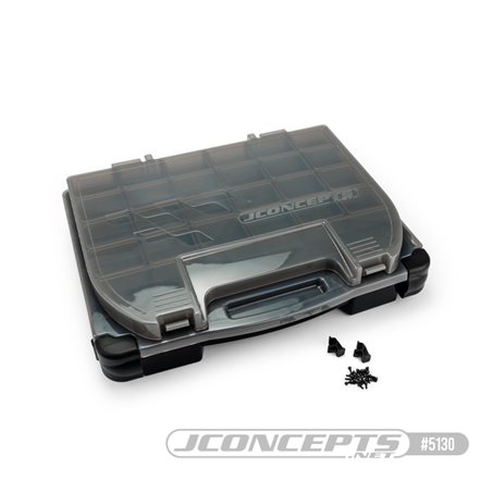 JConcepts tool box w/upper storage, black / smoke gray (~14.5" x 11" x 2.375" x upper storage)