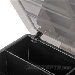JConcepts tool box w/upper storage, black / smoke gray (~14.5" x 11" x 2.375" x upper storage)
