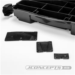 JConcepts tool box w/upper storage, black / smoke gray (~14.5" x 11" x 2.375" x upper storage)