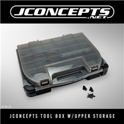 JConcepts tool box w/upper storage, black / smoke gray (~14.5" x 11" x 2.375" x upper storage)