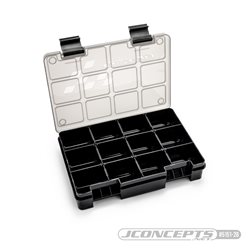 JConcepts hardware storage box, black / smoke gray (~8" x 5.50" x 1.5")