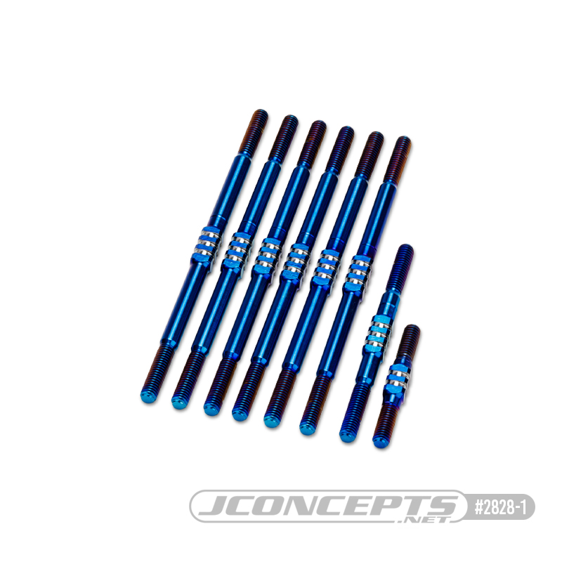 RC10T Fin Titanium Turnbuckle set, 8pc - burnt blue RC10T Fin Titanium Turnbuckle set, 8pc - burnt blue