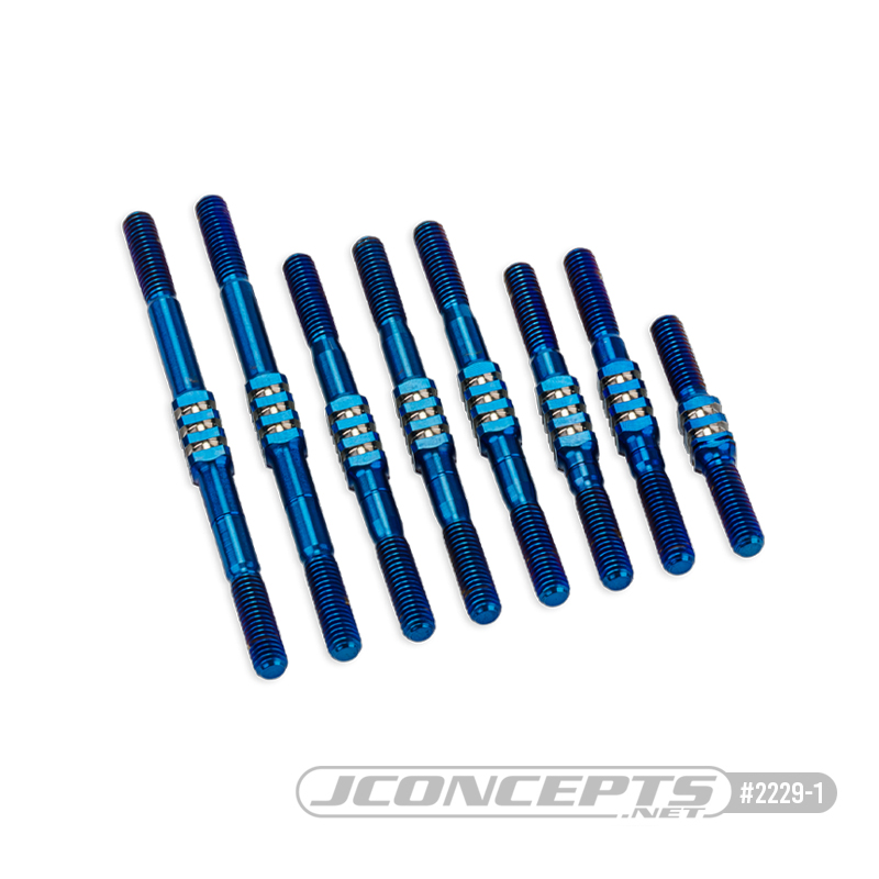 JConcepts - RC10 Worlds Fin titanium turnbuckle set - burnt blue, 8pc.  JConcepts - RC10 Worlds Fin titanium turnbuckle set - burnt blue, 8pc.