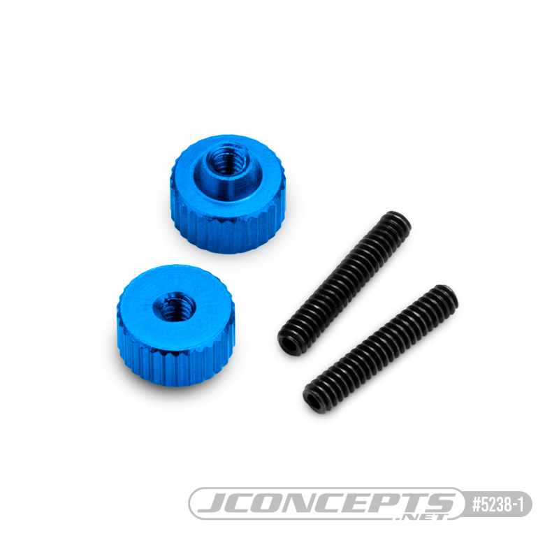 JConcepts - 4-40 thumb nuts w/ set screw, 2pc - blue JConcepts - 4-40 thumb nuts w/ set screw, 2pc - blue