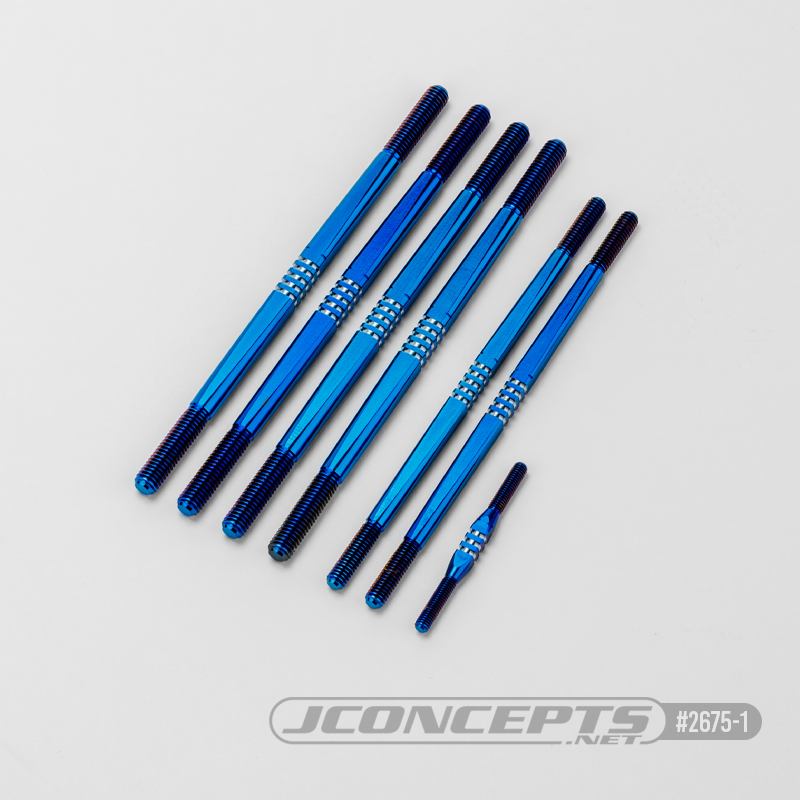 JConcepts - Tekno NT48 2.0 Fin Titanium turnbuckle set, burnt blue - 7pc JConcepts - Tekno NT48 2.0 Fin Titanium turnbuckle set, burnt blue - 7pc