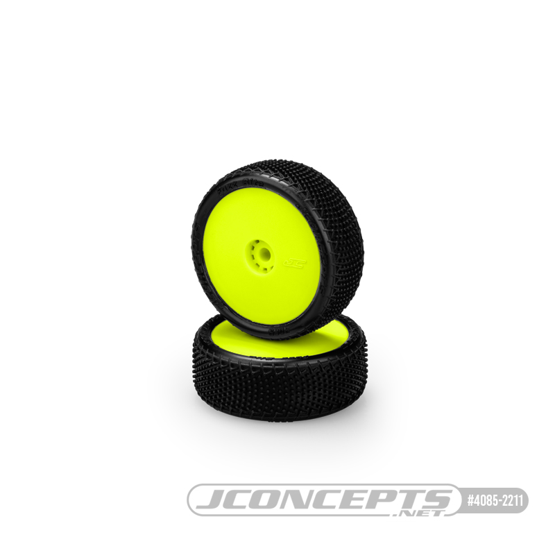 Fuzz Bite - pink compound - pre-mounted, yellow wheels (Fits - Losi Mini-B front) Fuzz Bite - pink compound - pre-mounted, yellow wheels (Fits - Losi Mini-B front)