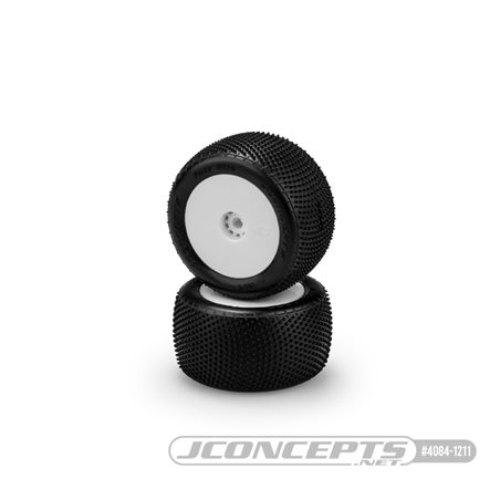 Fuzz Bite - pink compound - pre-mounted, white wheels (Fits - Losi Mini-T 2.0 | Mini-B rear)