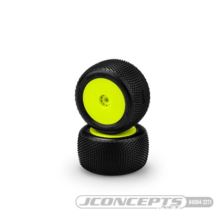 Fuzz Bite - pink compound - pre-mounted, yellow wheels (Fits - Losi Mini-T 2.0 | Mini-B rear)