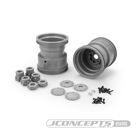 Tribute 73's - 3.2 x 3.6" Monster Truck wheel w/ adaptors (gray / silver) - 2pc. 