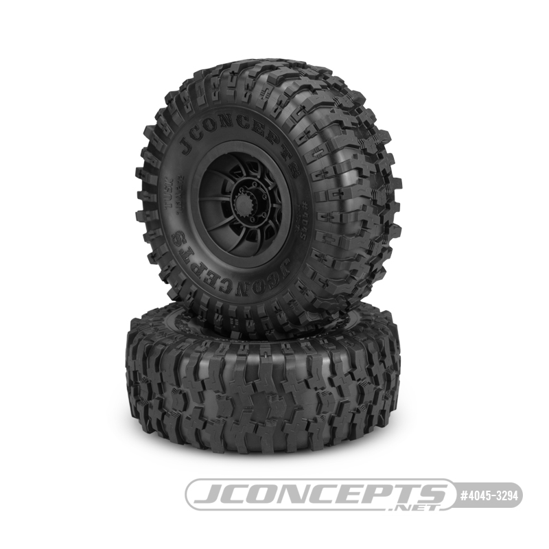 Tusk 2.9" - SCX6 tire, green compound - pre-mounted for SCX6 on 3436B Hazard wheels Tusk 2.9" - SCX6 tire, green compound - pre-mounted for SCX6 on 3436B Hazard wheels