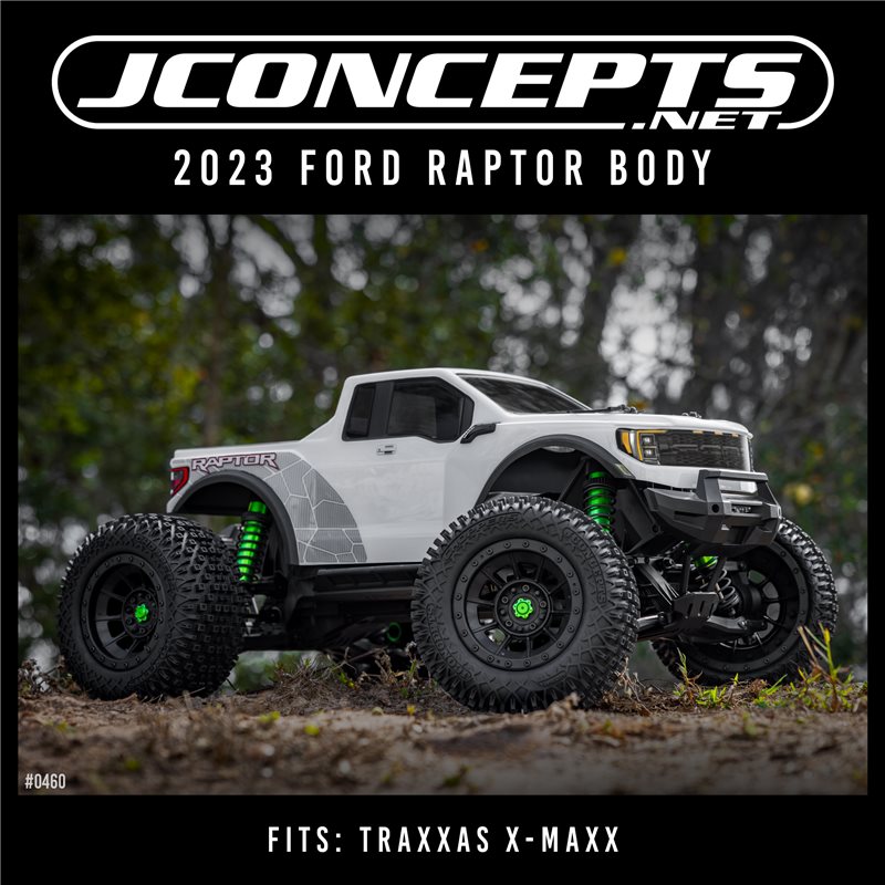 2023 Ford Raptor, pre-cut (Fits - Traxxas X-Maxx, requires JC 5131 body mount assembly) 2023 Ford Raptor, pre-cut (Fits - Traxxas X-Maxx, requires JC 5131 body mount assembly)