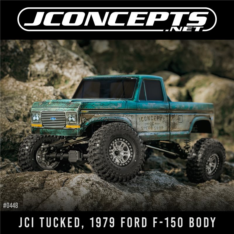 JCI Tucked, 1979 Ford F-150 body, pre-cut (Fits - Traxxas TRX-4 Sport, Enduro, Axial, Vanquish 12.3" wheelbase) JCI Tucked, 1979 Ford F-150 body, pre-cut (Fits - Traxxas TRX-4 Sport, Enduro, Axial, Vanquish 12.3" wheelbase)