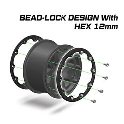 Däck & Fälg MT-PIONEER 1/10 Svart Beadlock (1/2) Soft MFT