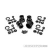 Mini Tribute wheel w/hex adapter, covers, mock beadlock rings, black, 4pc. (Fits, #4123, #4124 JC tires for Mini LMT)