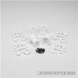 Mini Tribute wheel w/hex adapter, covers, mock beadlock rings, white, 4pc. (Fits, 4123, 4124 JC tires for Mini LMT)