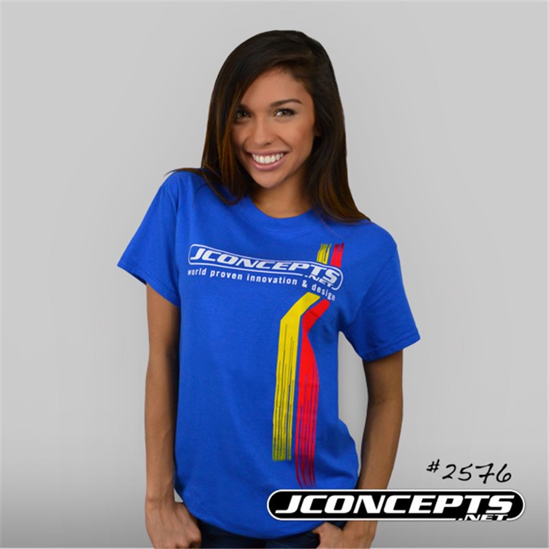 JConcepts - Red | Yellow racing stripes t-shirt - blue, x-large