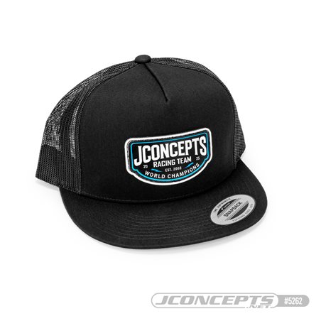 JConcepts - Checkers or Wreckers 2025 hat - embroidered, flat bill, mesh, snap-back design - Black