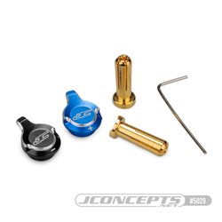 JConcepts battery plug pull set, w/plugs, blue + and black -