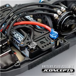 JConcepts battery plug pull set, w/plugs, blue + and black -