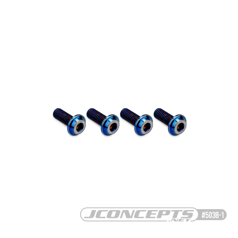 3x8mm Top Hat Titanium screw, burnt blue - 4pc