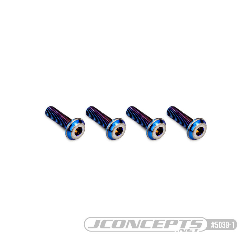 3x10mm Top Hat Titanium screw, burnt blue - 4pc