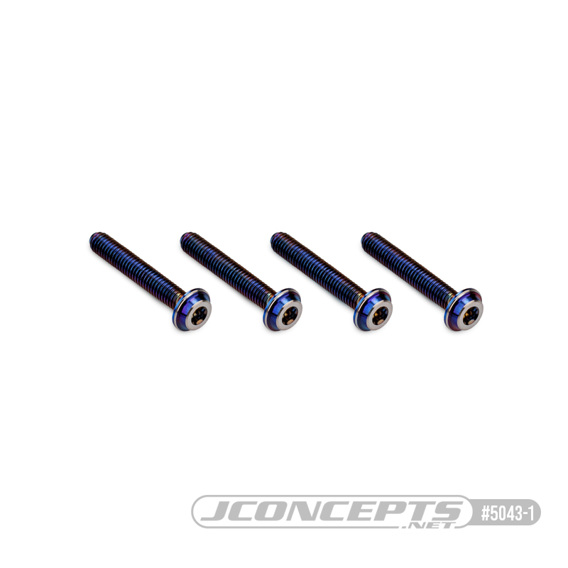 3x18mm Top Hat Titanium screw, burnt blue - 4pc