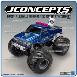 BIGFOOT 4 Louisville, 1990 Ford F-250 body set w/ accessories - (Fits - 7" width & 10.5 - 11.00" wheelbase)