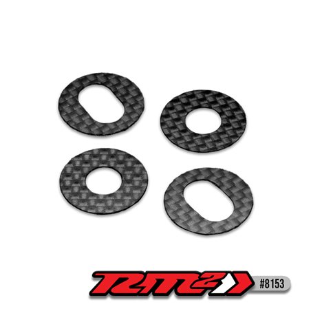 RM2, 1/8th off-road carbon fiber body shell washers w/adhesive back, 4pc.