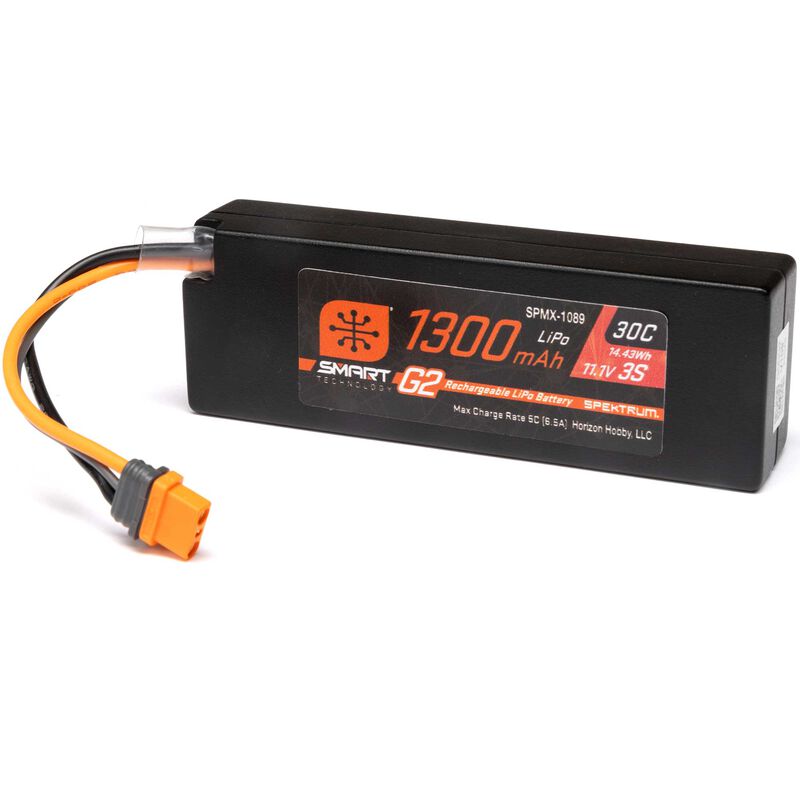 Spektrum Accessories 11.1V 1300mAh 3S 30C Smart G2 LiPo Battery: IC2