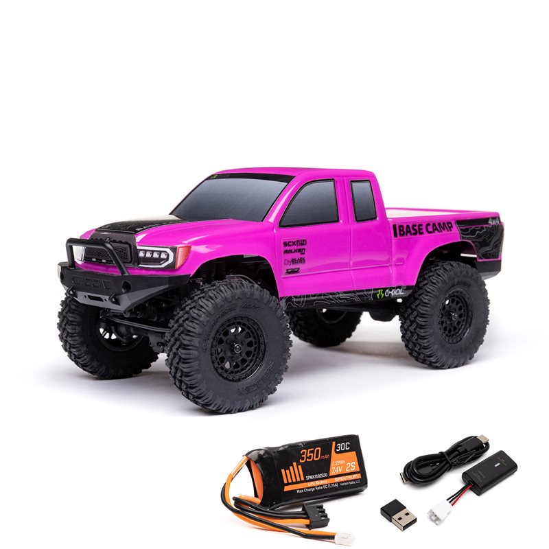 1/24 SCX24 Base Camp 4x4 Rock Crawler Brushed RTR - Pink