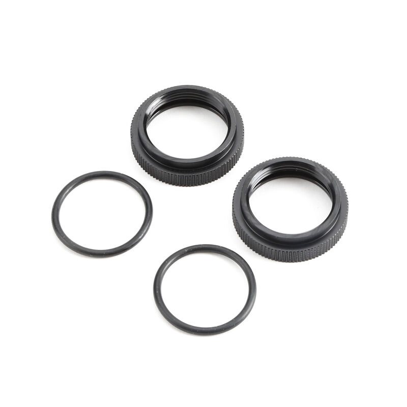 Shock Adjuster Nut with O-ring Aluminum Black (2): 5B 5T MINI WRC