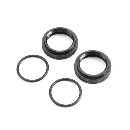 Shock Adjuster Nut with O-ring Aluminum Black (2): 5B 5T MINI WRC