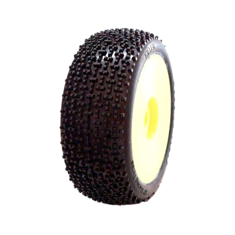 KILLER 1/8 OFF-ROAD COMPETITION EXTRA SUPER SOFT PRE-MOUNTED ON YELLOW WHEEL (2pcs)