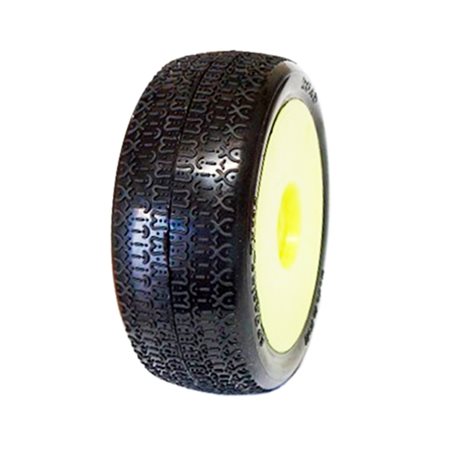 ROAD 1/8 OFF-ROAD COMPETITION SUPER SOFT PRE-MOUNTED ON YELLOW WHEEL (2pcs)