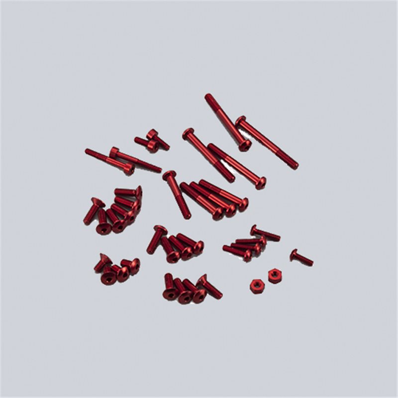 Aluminium screw set for EX-1 KIY red